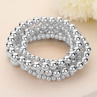 Fashnzfab 5pcs - Metal Ball Stretch Multi Layered Bracelets