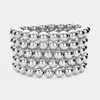 Fashnzfab 5pcs - Metal Ball Stretch Multi Layered Bracelets In Multi