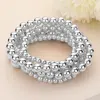 Fashnzfab 5pcs - Metal Ball Stretch Multi Layered Bracelets In Silver