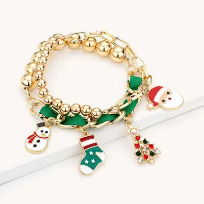 Fashnzfab 5pcs - Metal Chain Bracelet Set In Green