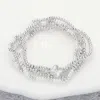 Fashnzfab 5pcs - Metal Quatrefoil Pointed Pearl Beaded Stretch Multi Layered Bracelets In Multi
