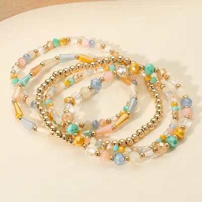 Fashnzfab 5pcs - Mixed Beaded Stretch Multi Layered Bracelets