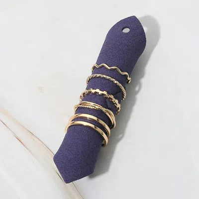 Fashnzfab 5pcs - Mixed Minimalist Metal Stackable Rings In Gold