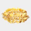Fashnzfab 5pcs - Natural Stone Beaded Multi Layered Stretch Bracelets In Yellow