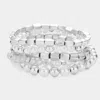 Fashnzfab 5pcs - Pearl Pointed Metal Stretch Multi Layered Bracelets In Multi