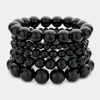 Fashnzfab 5pcs - Pearl Strand Stretch Bracelets In Black