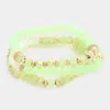 Fashnzfab 5pcs - Pearl Stretch Bracelets In Green