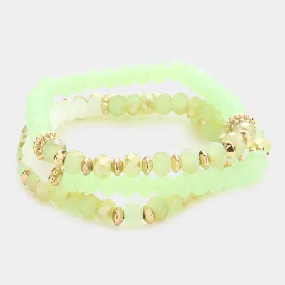 Fashnzfab 5pcs - Pearl Stretch Bracelets In Green