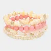 Fashnzfab 5pcs - Shell Multi Beaded Stretch Layered Bracelets In Multi