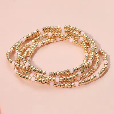 Fashnzfab 5pcs - Skinny Beaded Stretch Multi Layered Bracelets