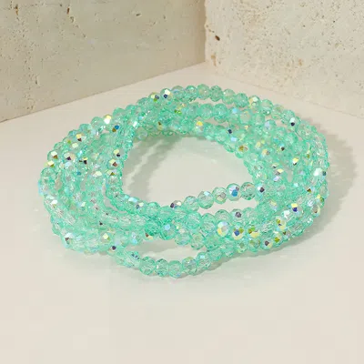 Fashnzfab 5pcs - Sparkling Faceted Beaded Stackable Stretch Multi Layered Bracelet In Blue