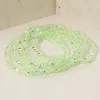 Fashnzfab 5pcs - Sparkling Faceted Beaded Stackable Stretch Multi Layered Bracelet In Green