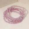 Fashnzfab 5pcs - Sparkling Faceted Beaded Stackable Stretch Multi Layered Bracelet In Purple