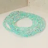 Fashnzfab 5pcs - Sparkling Faceted Beaded Stackable Stretch Multi Layered Bracelet In Green