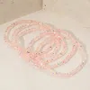 Fashnzfab 5pcs - Sparkling Faceted Beaded Stackable Stretch Multi Layered Bracelet Lt Col Topaz In Multi