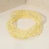 Fashnzfab 5pcs - Sparkling Faceted Beaded Stackable Stretch Multi Layered Bracelet In Yellow