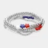 Fashnzfab 5pcs - Star Beads Pointed Metal Ball Beaded Stretch Multi Layered Bracelets In Multi