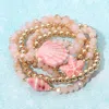 Fashnzfab 5pcs - Starfish Shell Accent Faceted Beaded Stretch Multi Layered Bracelets In Multi