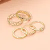 Fashnzfab 5pcs - Stone Paved Dainty Stackable Ring Set In Gold