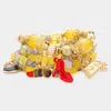 Fashnzfab 5pcs - Tote Bag Flip Flop Stiletto Heel Lipstick Charm Multi Beaded Stretch Bracelets In Yellow