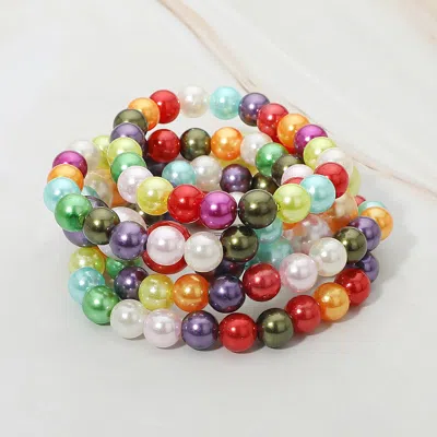 Fashnzfab 5pcs - Beaded Stretch Multi Layered Bracelets