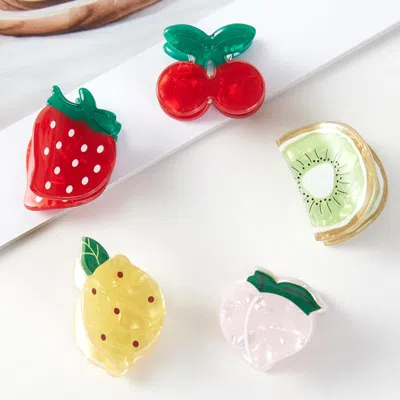 Fashnzfab 5pcs - Fruit Shape Mini Hair Claw Clip Set In Multi
