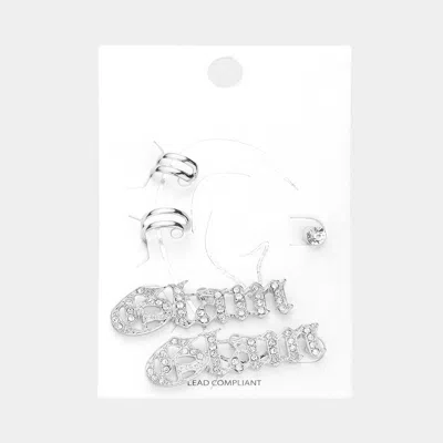 Fashnzfab 5pcs - Glam Rhinestone Ear Cuff Earrings In Silver