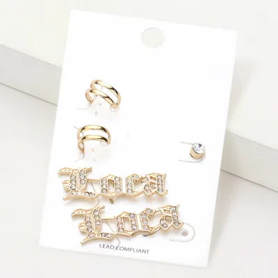 Fashnzfab 5pcs - Loca Rhinestone Ear Cuff Earrings - Clear, Gold In Silver