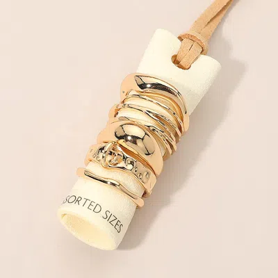 Fashnzfab 5pcs - Minimalist Metal Band Stackable Ring Set In Gold