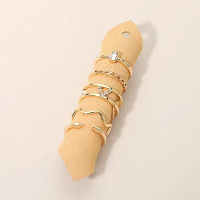 Fashnzfab 5pcs - Modern Design Stackable Ring Set In Gold