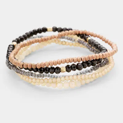 Fashnzfab 5pcs Multi Beaded Stretch Bracelets