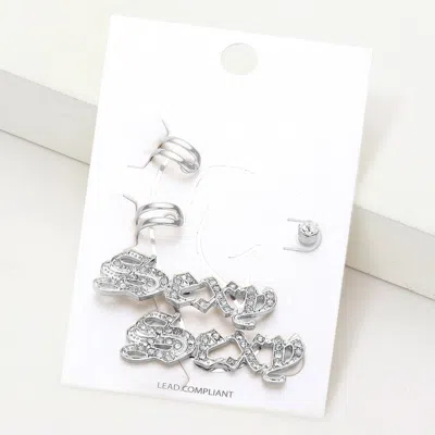 Fashnzfab 5pcs - Sexy Rhinestone Ear Cuff Earrings In Metallic