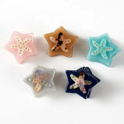 Fashnzfab 5pcs - Starfish Shape Mini Hair Claw Clip Set In Multi
