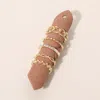 Fashnzfab 5pcs - Textured Band Design Stackable Ring Set In Gold