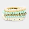 Fashnzfab 5pcs Wood Faceted Beaded Stretch Bracelets In Multi