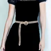 Fashnzfab 5row Rhinestone Paved Open Buckle Belt In Gold