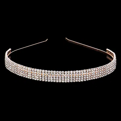 Fashnzfab 5rows Rhinestone Headband In Gold