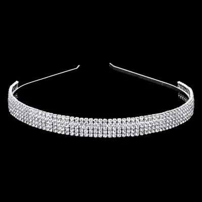 Fashnzfab 5rows Rhinestone Headband In Silver