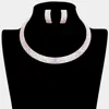 Fashnzfab 5rows Rhinestone Pave Choker Necklace In Silver