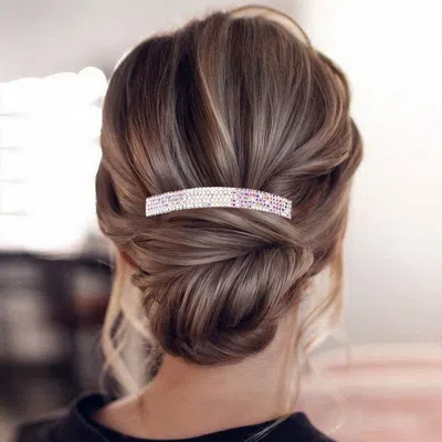 Fashnzfab 5rows Rhinestone Rectangle Barrette In Multi