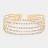 Fashnzfab 5rows Split Layered Rhinestone Cuff Bracelet Gold In Gold