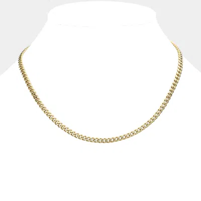 Fashnzfab 6 Diamond Cut Stainless Steel 16 Inch 4mm Cuban Metal Chain Necklace In Gold