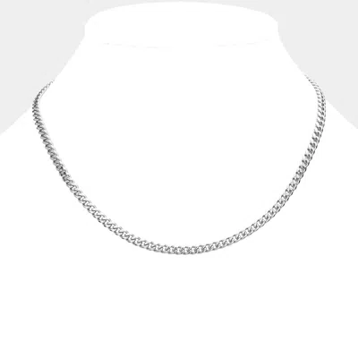 Fashnzfab 6 Diamond Cut Stainless Steel 16 Inch 4mm Cuban Metal Chain Necklace In Metallic
