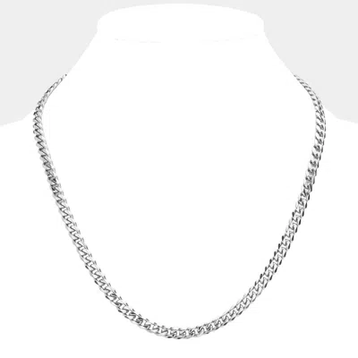 Fashnzfab 6 Diamond Cut Stainless Steel 20 Inch 6.2mm Cuban Metal Chain Necklace - Rhodium In Silver