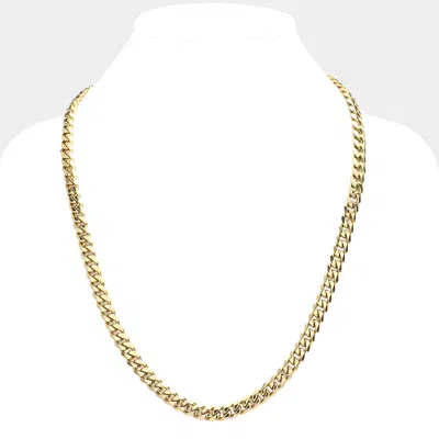 Fashnzfab 6 Diamond Cut Stainless Steel 24" 8mm Cuban Metal Chain Necklace In Gold