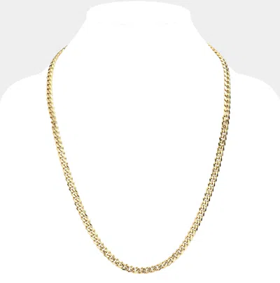 Fashnzfab 6 Diamond Cut Stainless Steel 24 Inch 6.2mm Cuban Metal Chain Necklace In Gold