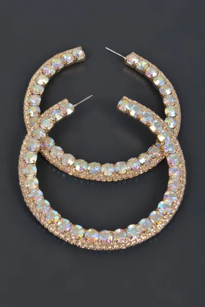 Fashnzfab 60mm Rhinestone Hoop Earring In Multi