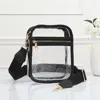 Fashnzfab 6.3" X 2.75" X 8.25" Faux Leather Transparent Rectangle Crossbody Bag In Black
