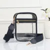 Fashnzfab 6.3" X 2.75" X 8.25" Faux Leather Transparent Rectangle Crossbody Bag In Blue