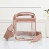 Fashnzfab 6.3" X 2.75" X 8.25" Faux Leather Transparent Rectangle Crossbody Bag In Pink